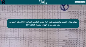 موقع وزارة التربية والتعليم يتيح الآن نتيجة الثانوية العامة 2025 برقم الجلوس بعد تصريحات الوزارة بتاريخ 21/07/2025